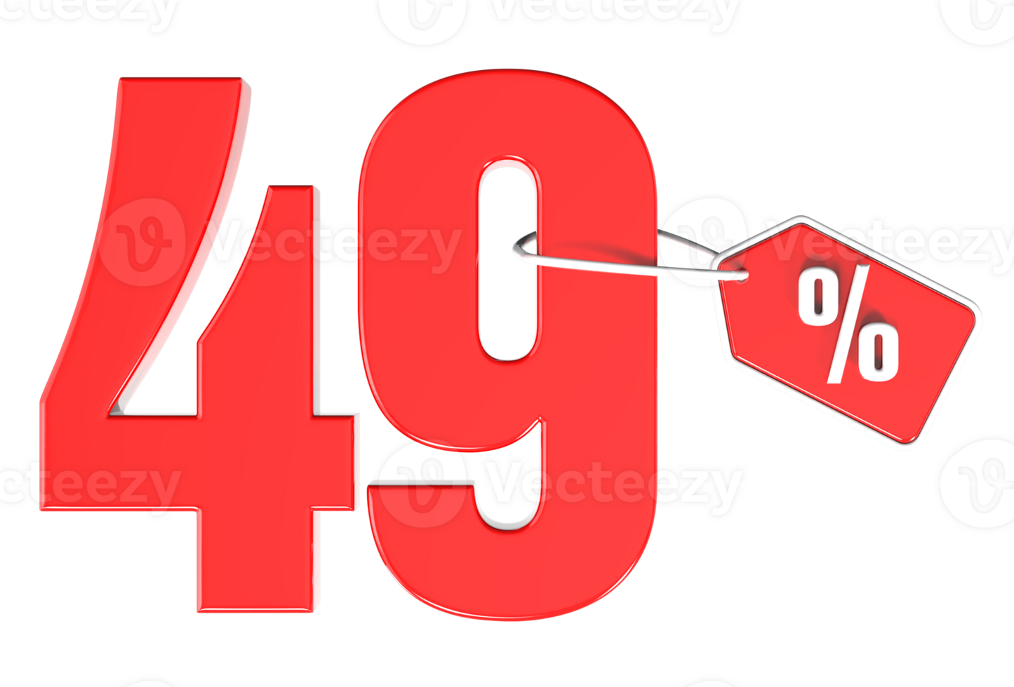 Number percent discount 3d rendering transparent background png