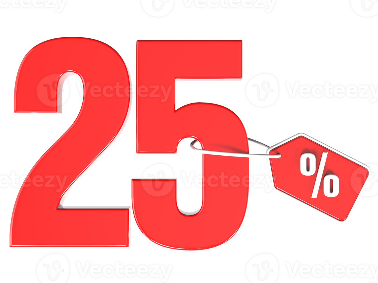 Number percent discount 3d rendering transparent background png