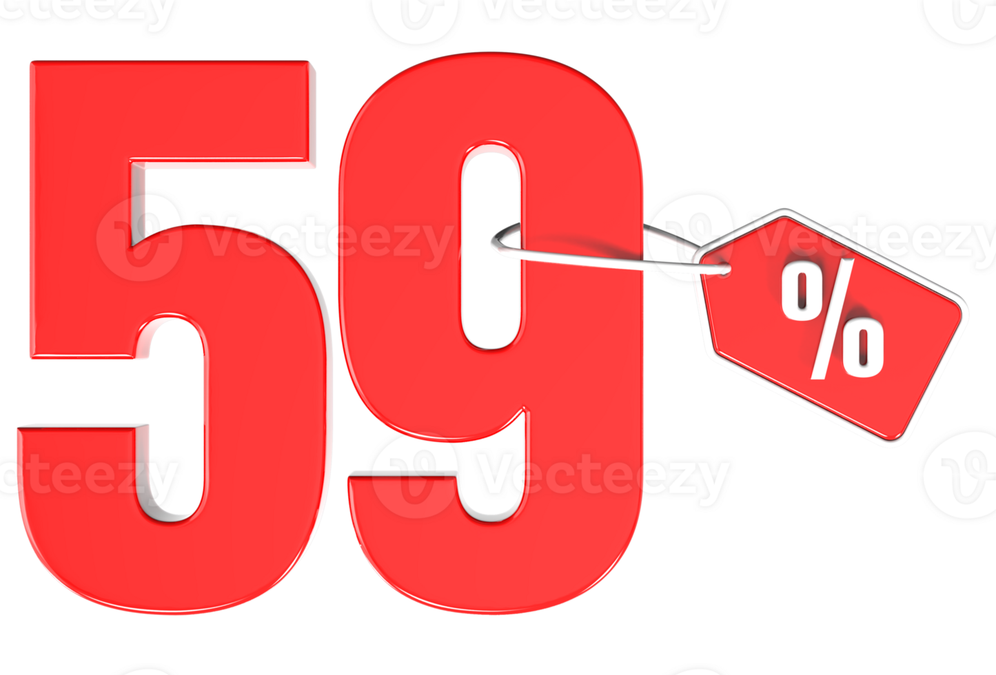 Number percent discount 3d rendering transparent background png