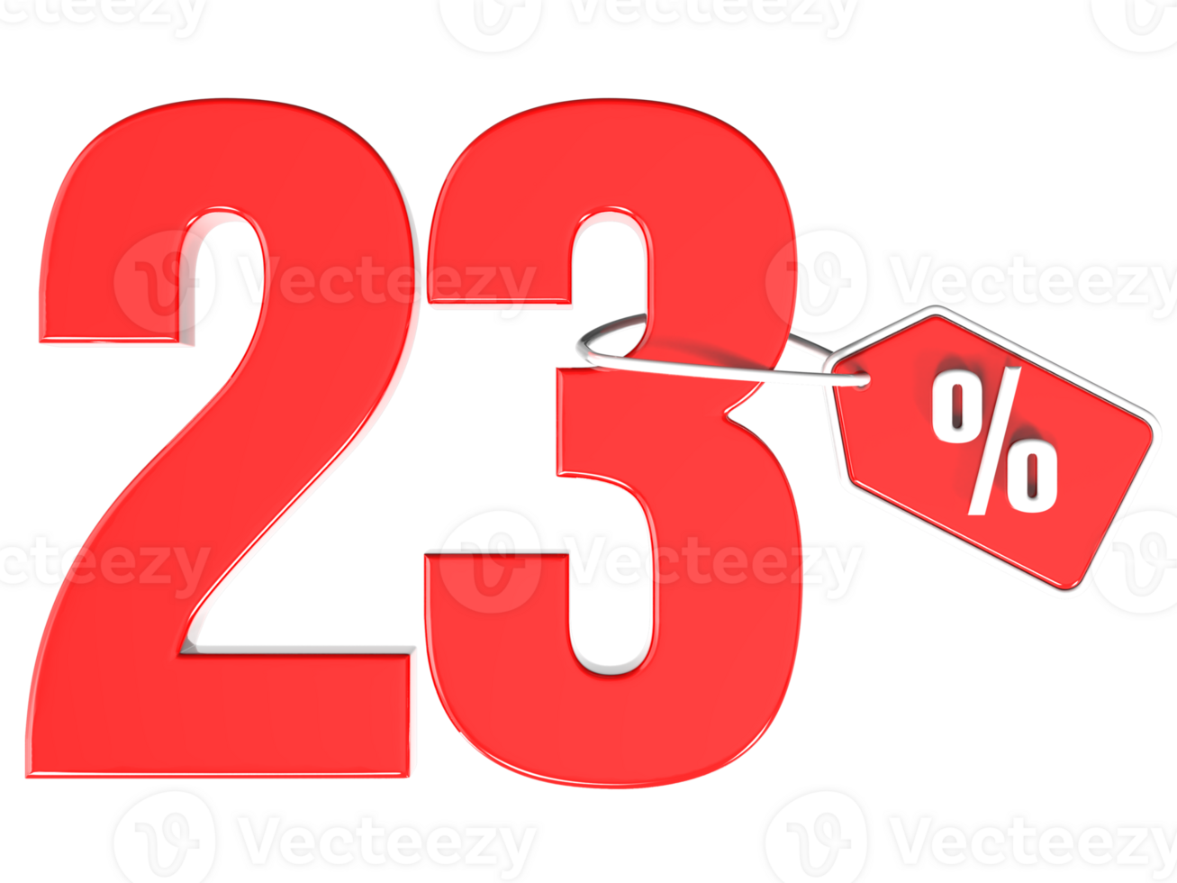 Number percent discount 3d rendering transparent background png