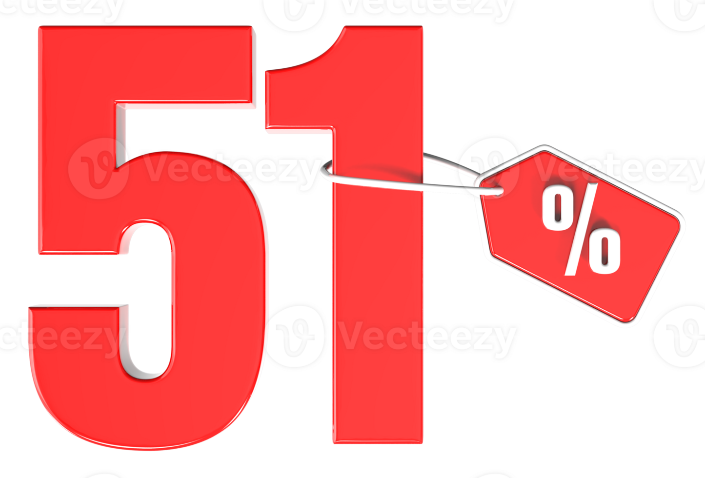 Number percent discount 3d rendering transparent background png