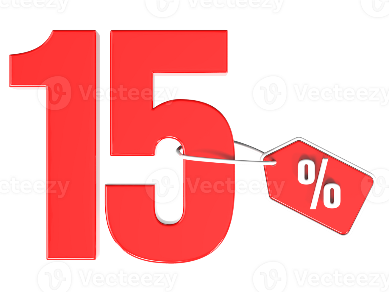 Number percent discount 3d rendering transparent background png