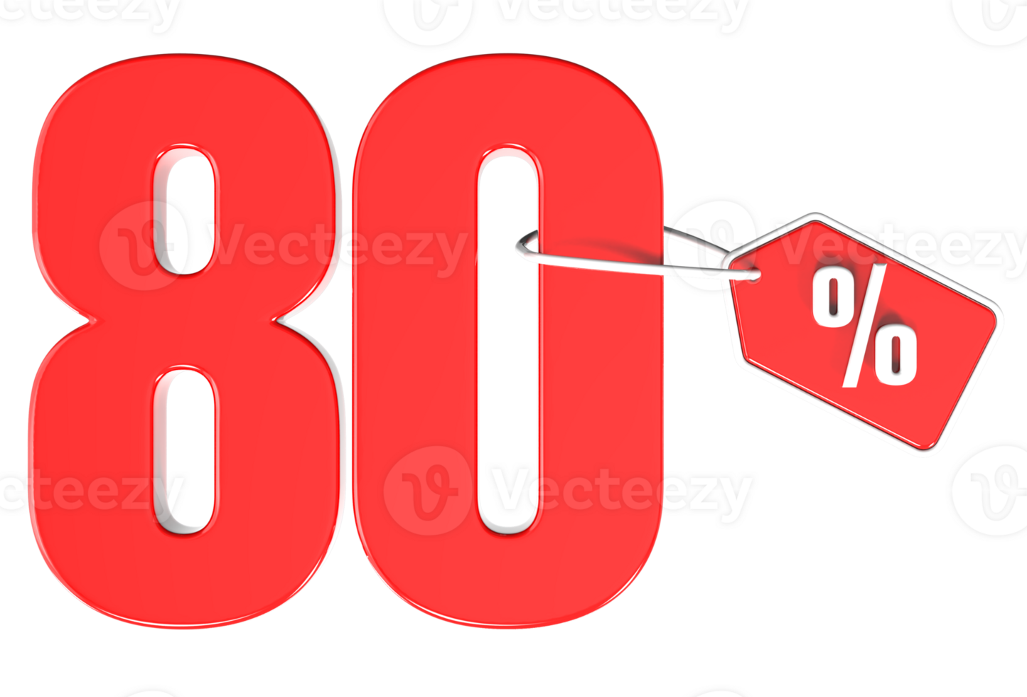 Number percent discount 3d rendering transparent background png