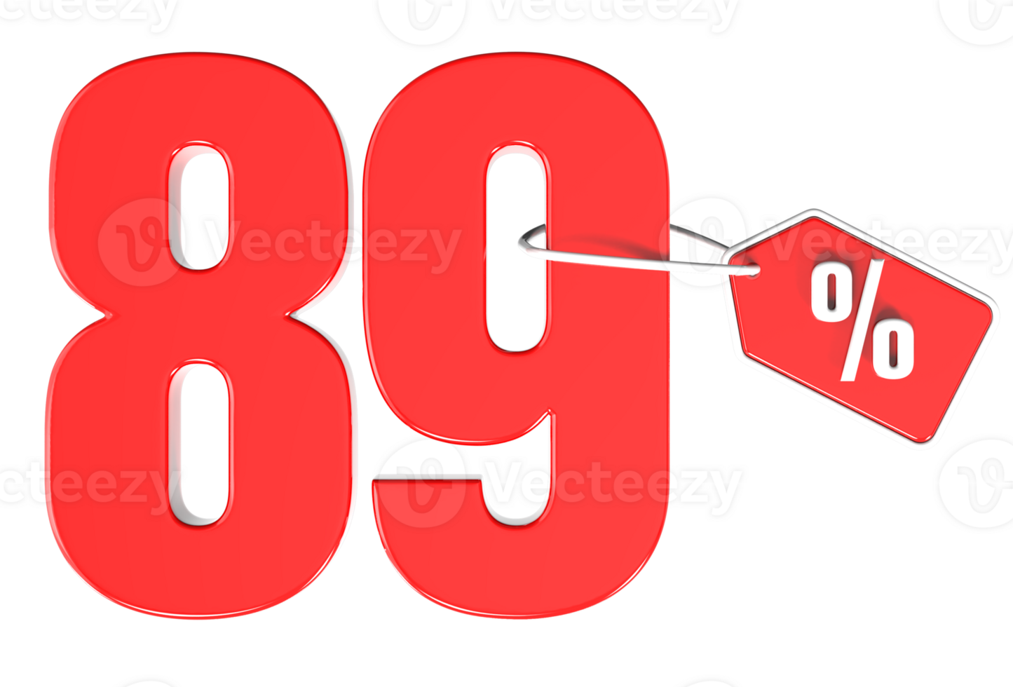 Number percent discount 3d rendering transparent background png