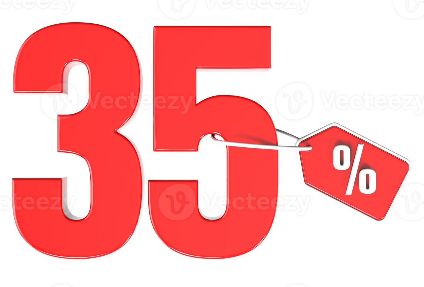 Number percent discount 3d rendering transparent background png