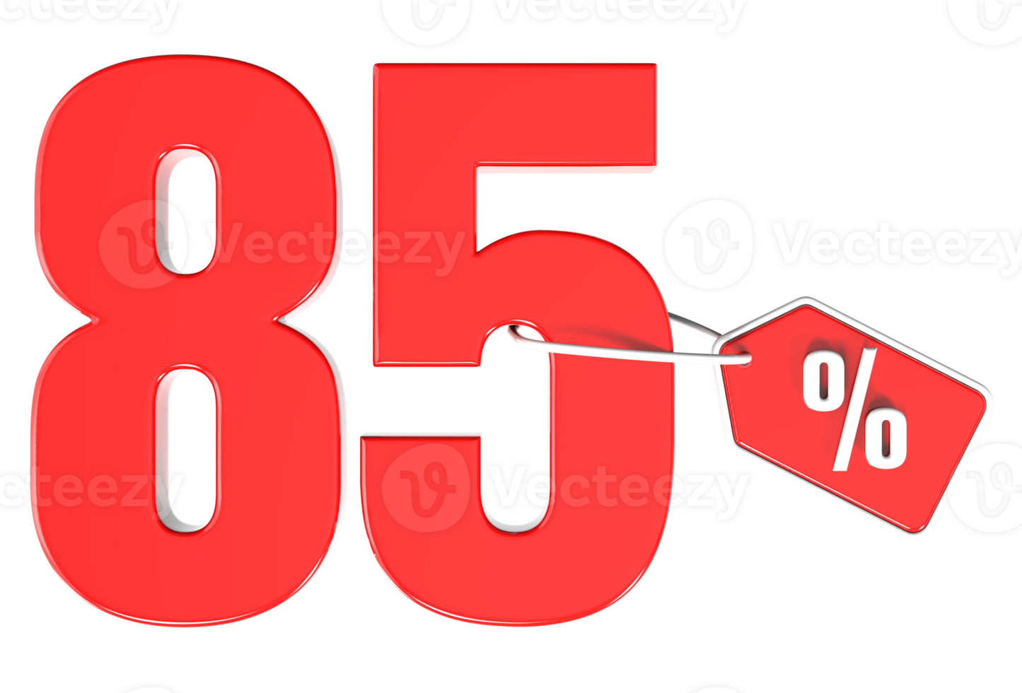 Number percent discount 3d rendering transparent background png