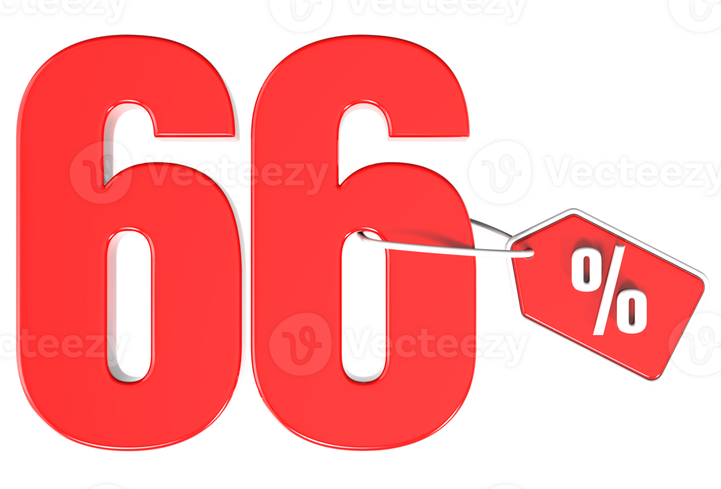 Number percent discount 3d rendering transparent background png