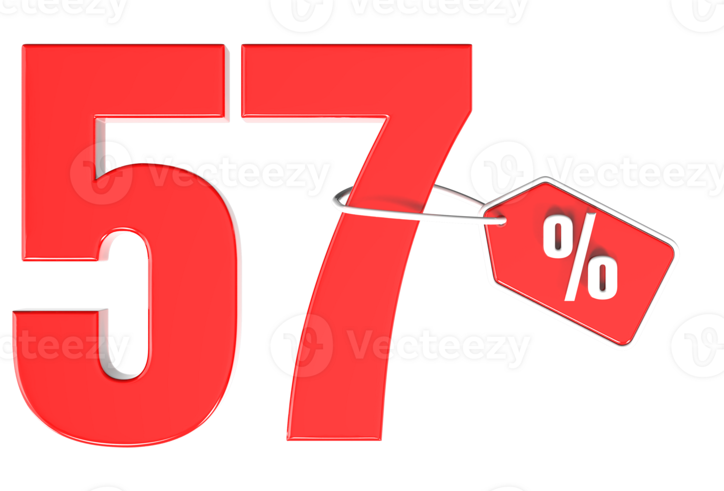 Number percent discount 3d rendering transparent background png