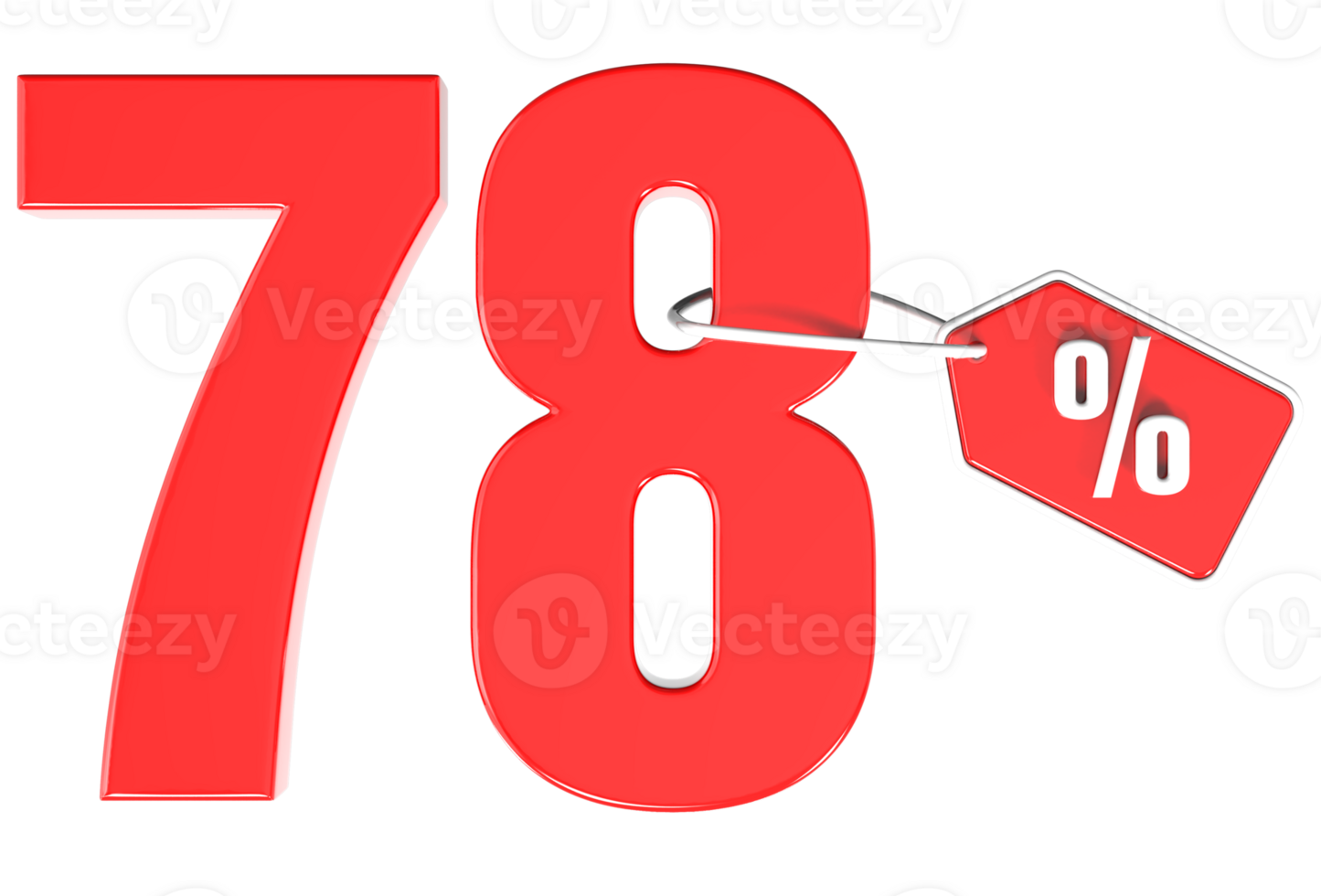 Number percent discount 3d rendering transparent background png