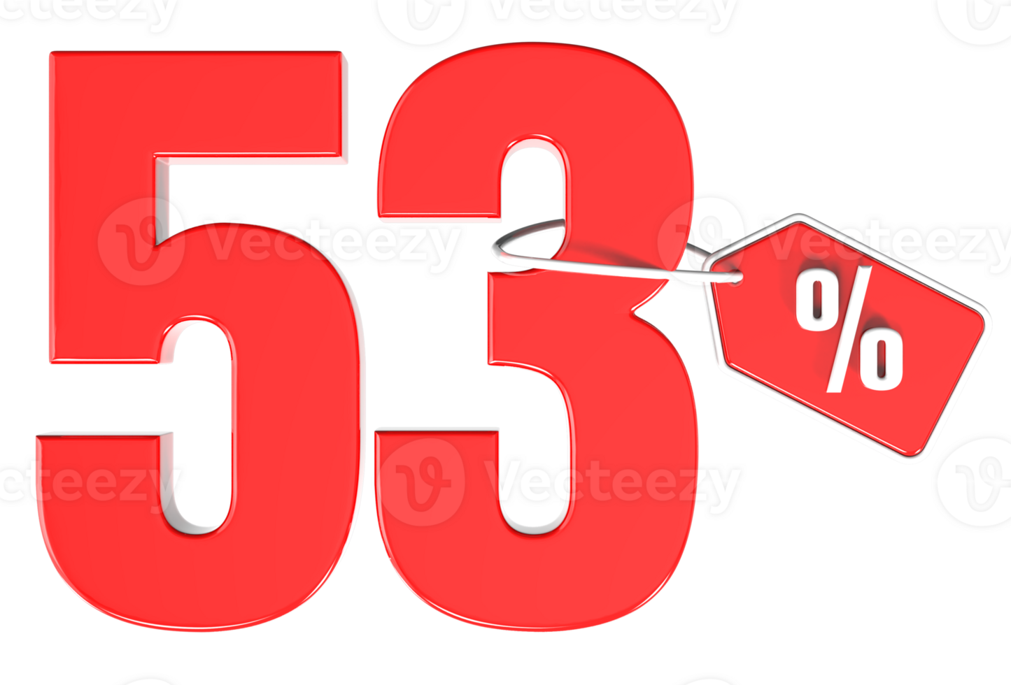 Number percent discount 3d rendering transparent background png