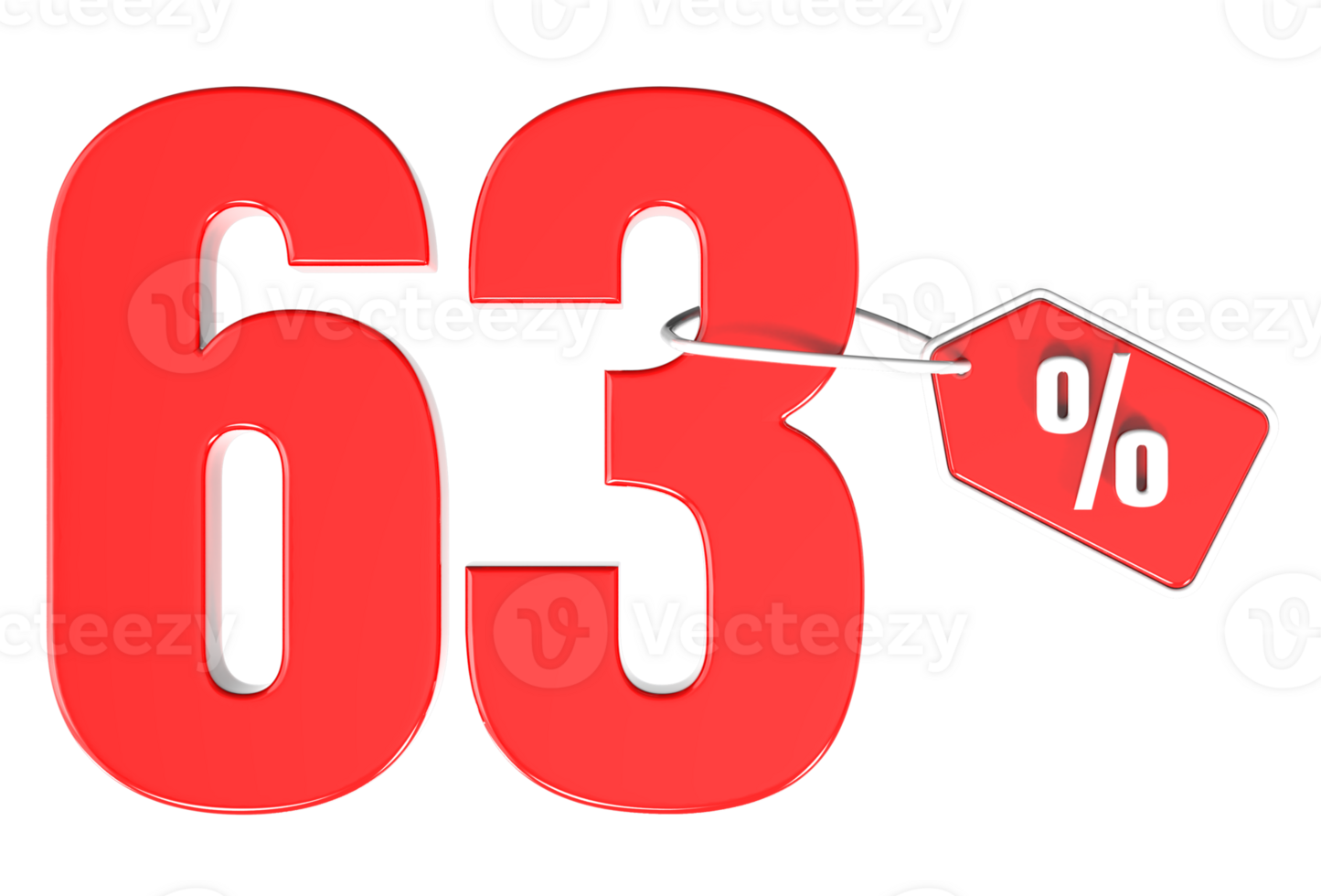 Number percent discount 3d rendering transparent background png