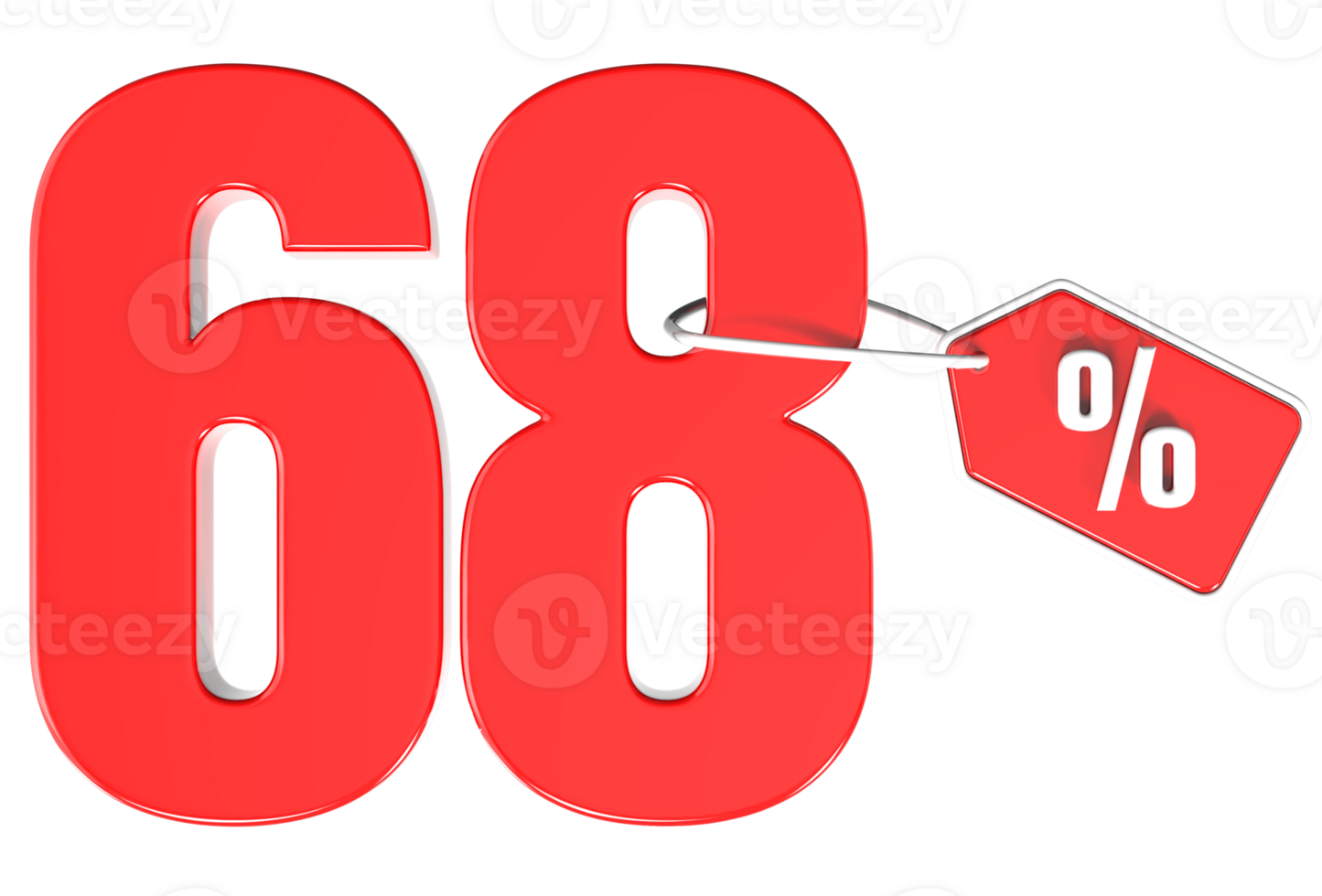 Number percent discount 3d rendering transparent background png