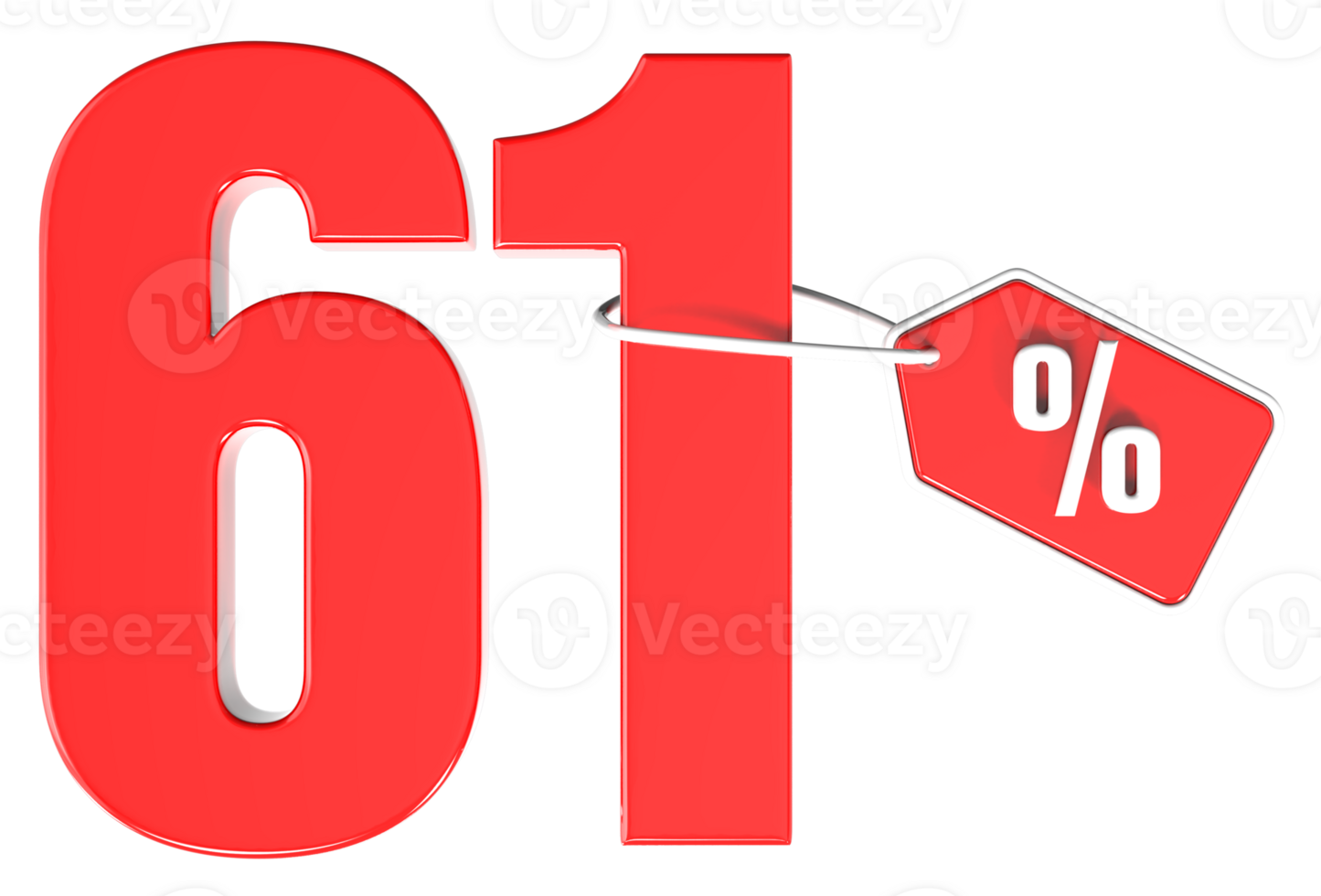 Number percent discount 3d rendering transparent background png