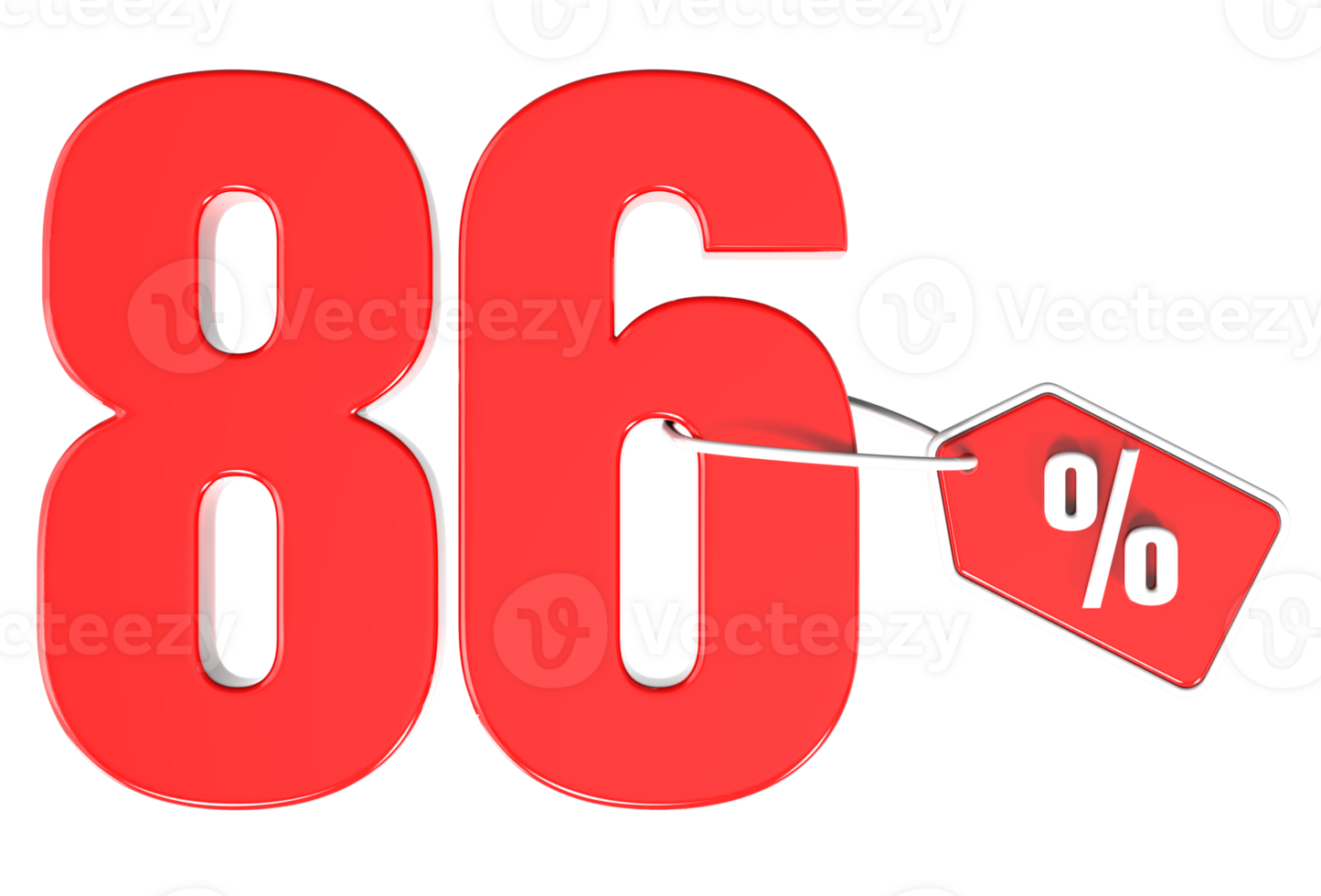 Number percent discount 3d rendering transparent background png