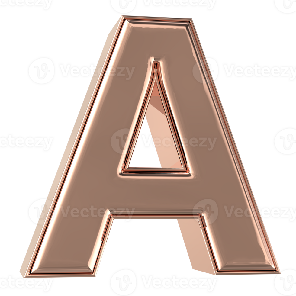 Letter Gold 3D Render png transparent