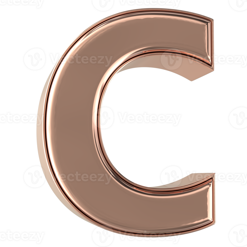 Letter Gold 3D Render png transparent