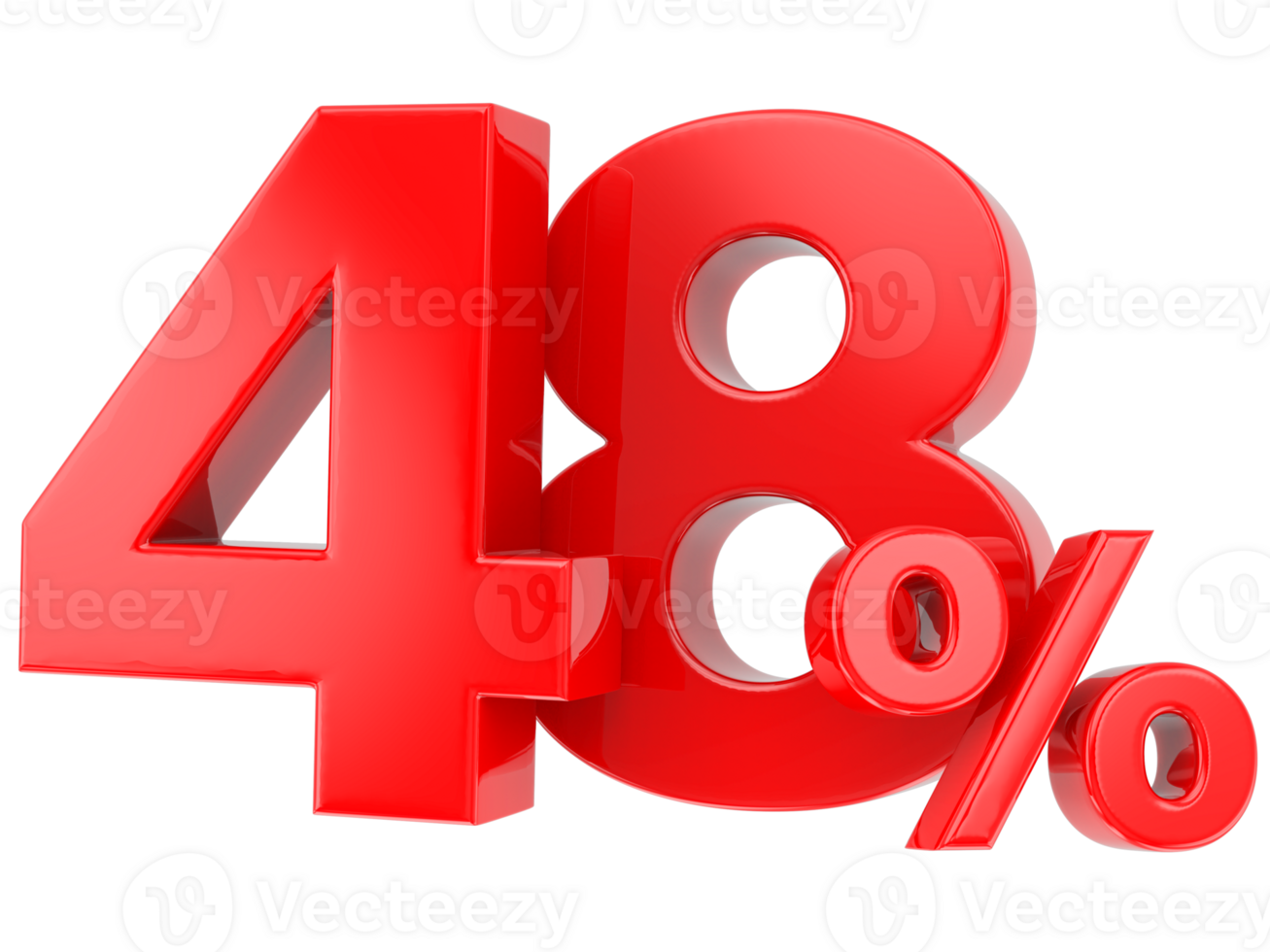 Number percent discount 3d rendering transparent background png