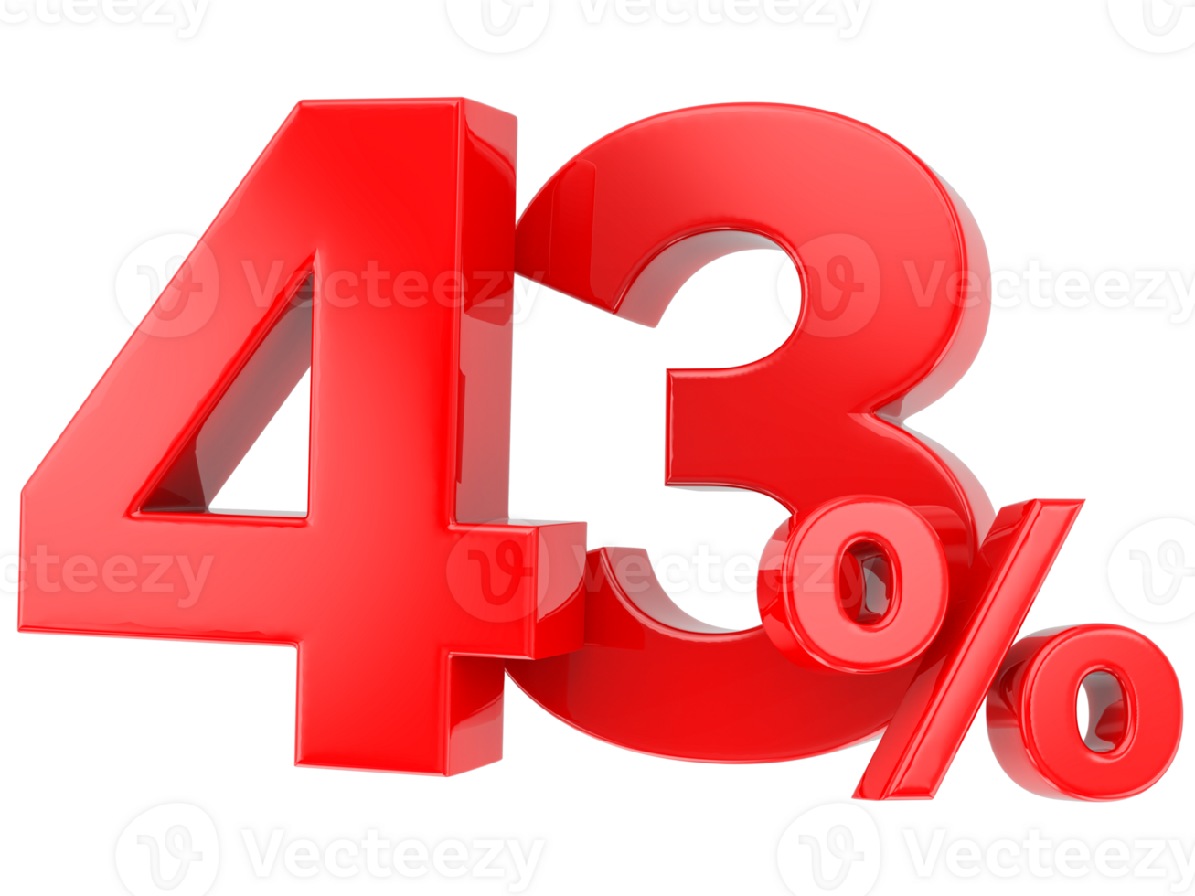 Number percent discount 3d rendering transparent background png