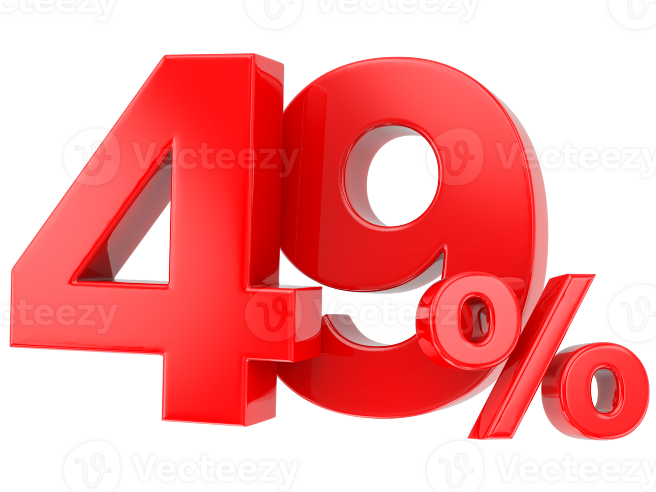 Number percent discount 3d rendering transparent background png