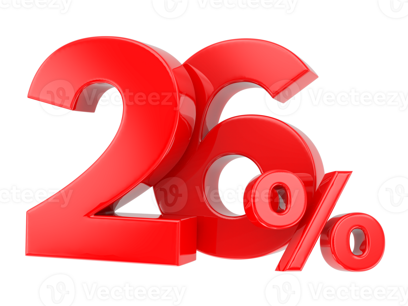 Number percent discount 3d rendering transparent background png