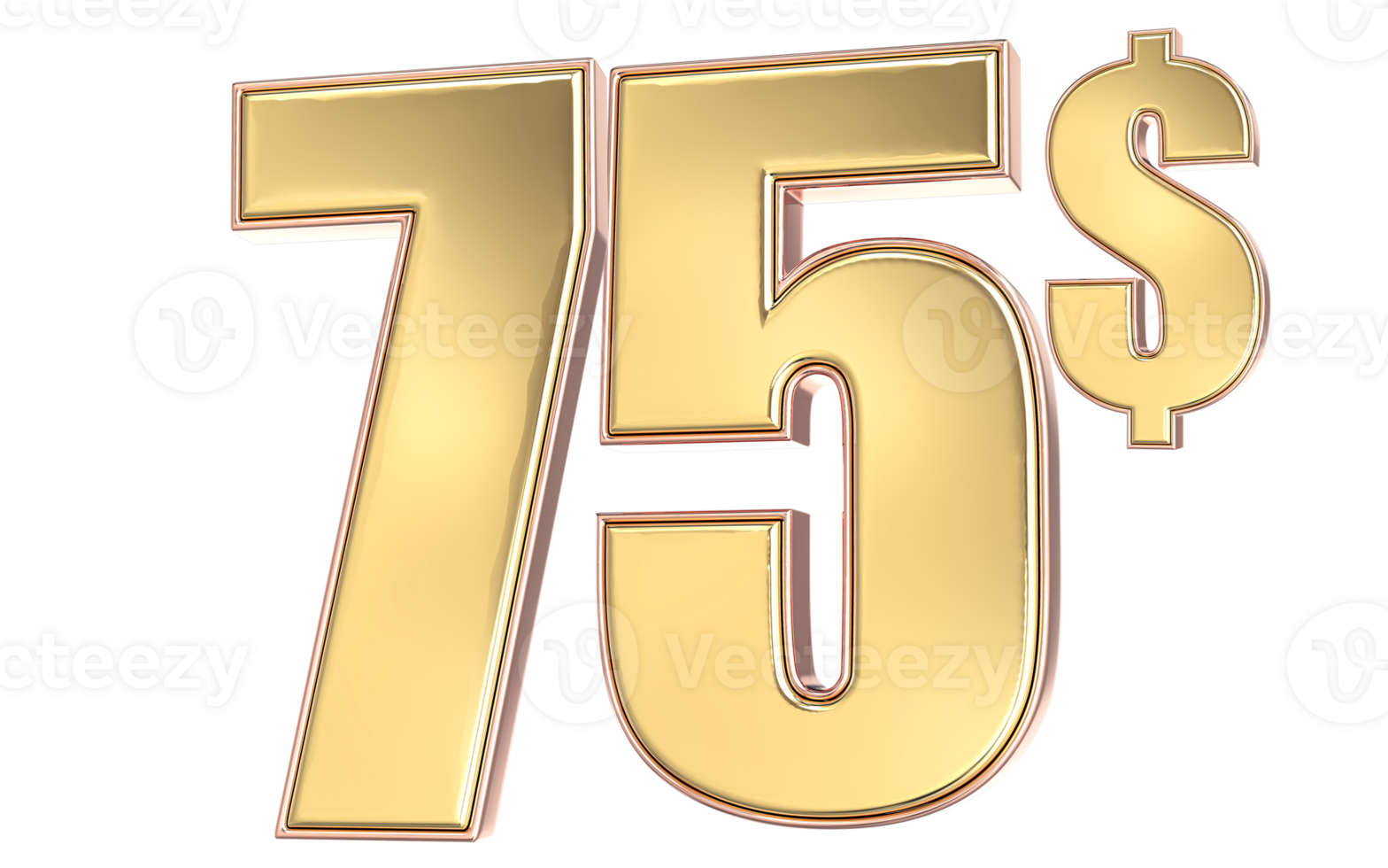 75 Number Gold Dollar 3D png