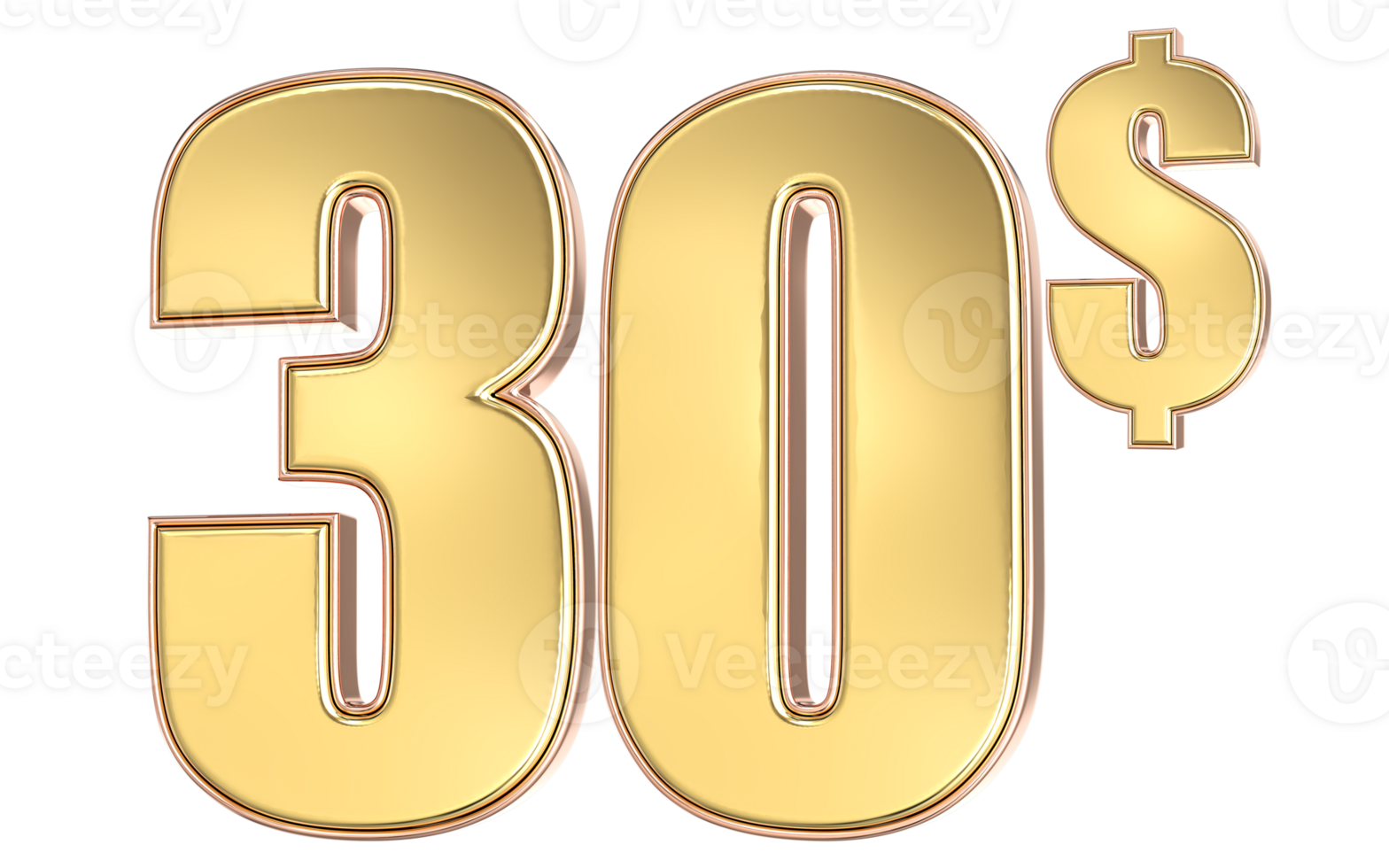 30 Number Gold Dollar 3D png