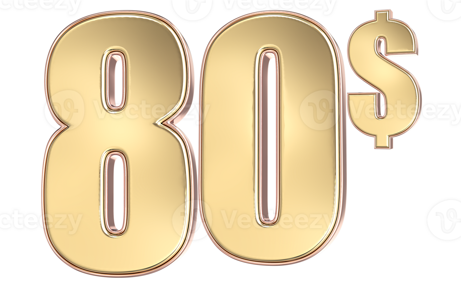 80 Number Gold Dollar 3D png