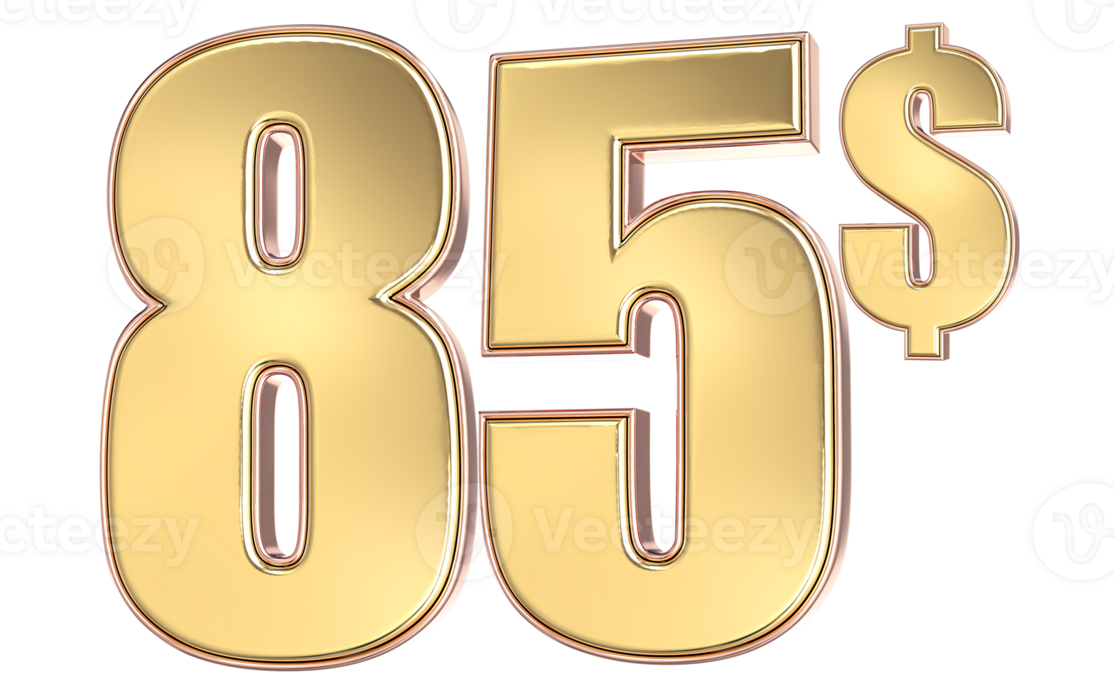 85 Number Gold Dollar 3D png