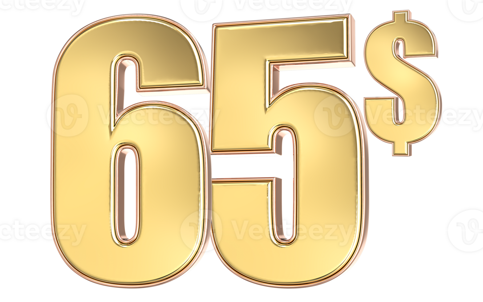 65 Number Gold Dollar 3D png