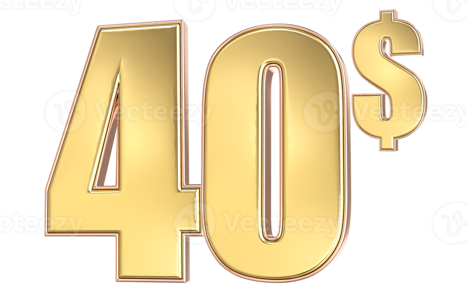 40 Number Gold Dollar 3D png