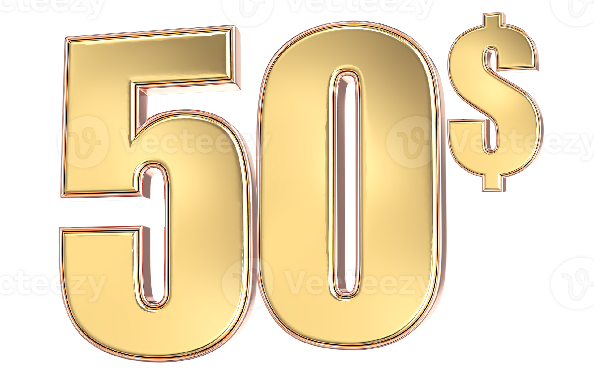 50 Number Gold Dollar 3D 27255594 PNG