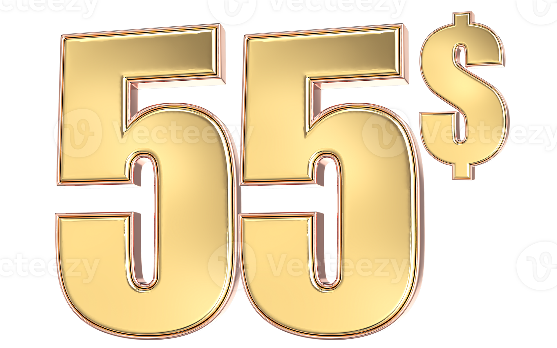55 Number Gold Dollar 3D 27255596 PNG