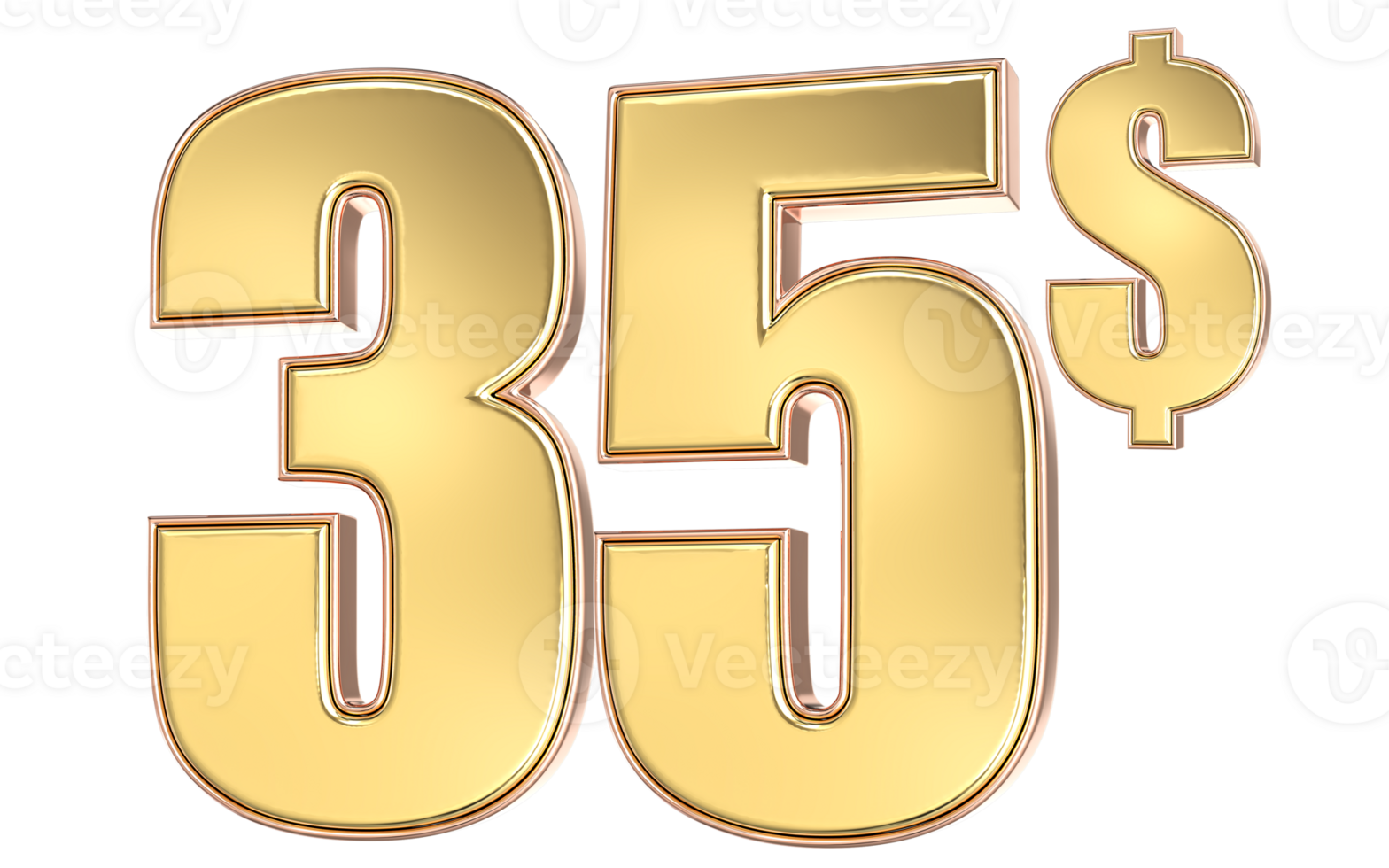 35 Number Gold Dollar 3D png