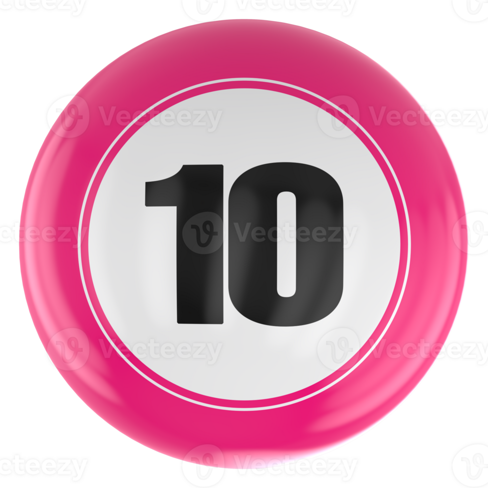 Ball Number Red 3D Render png