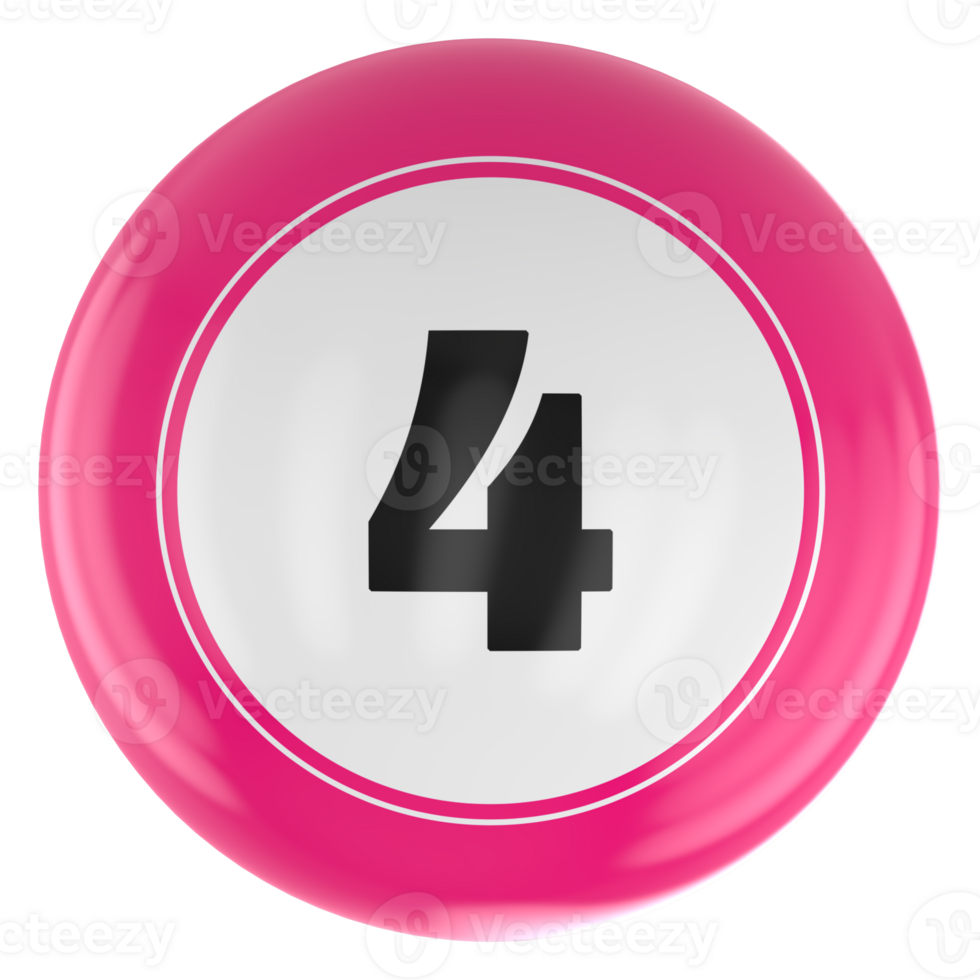 Ball Number Red 3D Render png