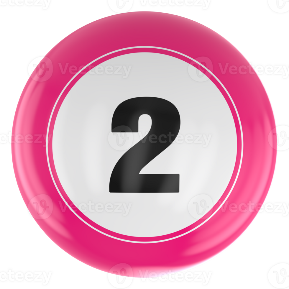 Ball Number Red 3D Render png