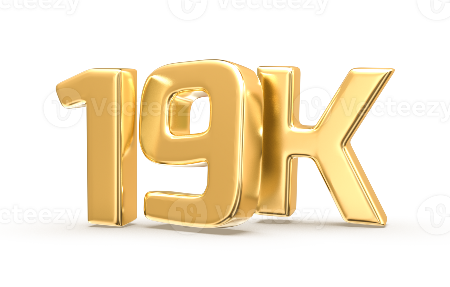 Gold Follow Number 3D Render png