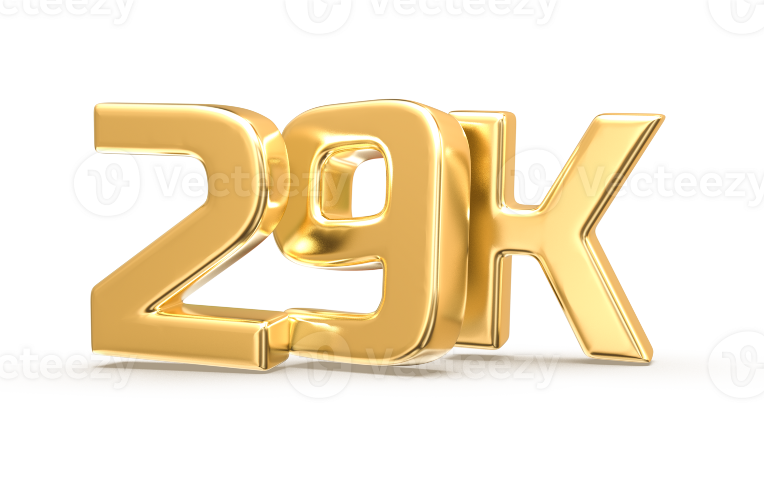 Gold Follow Number 3D Render png