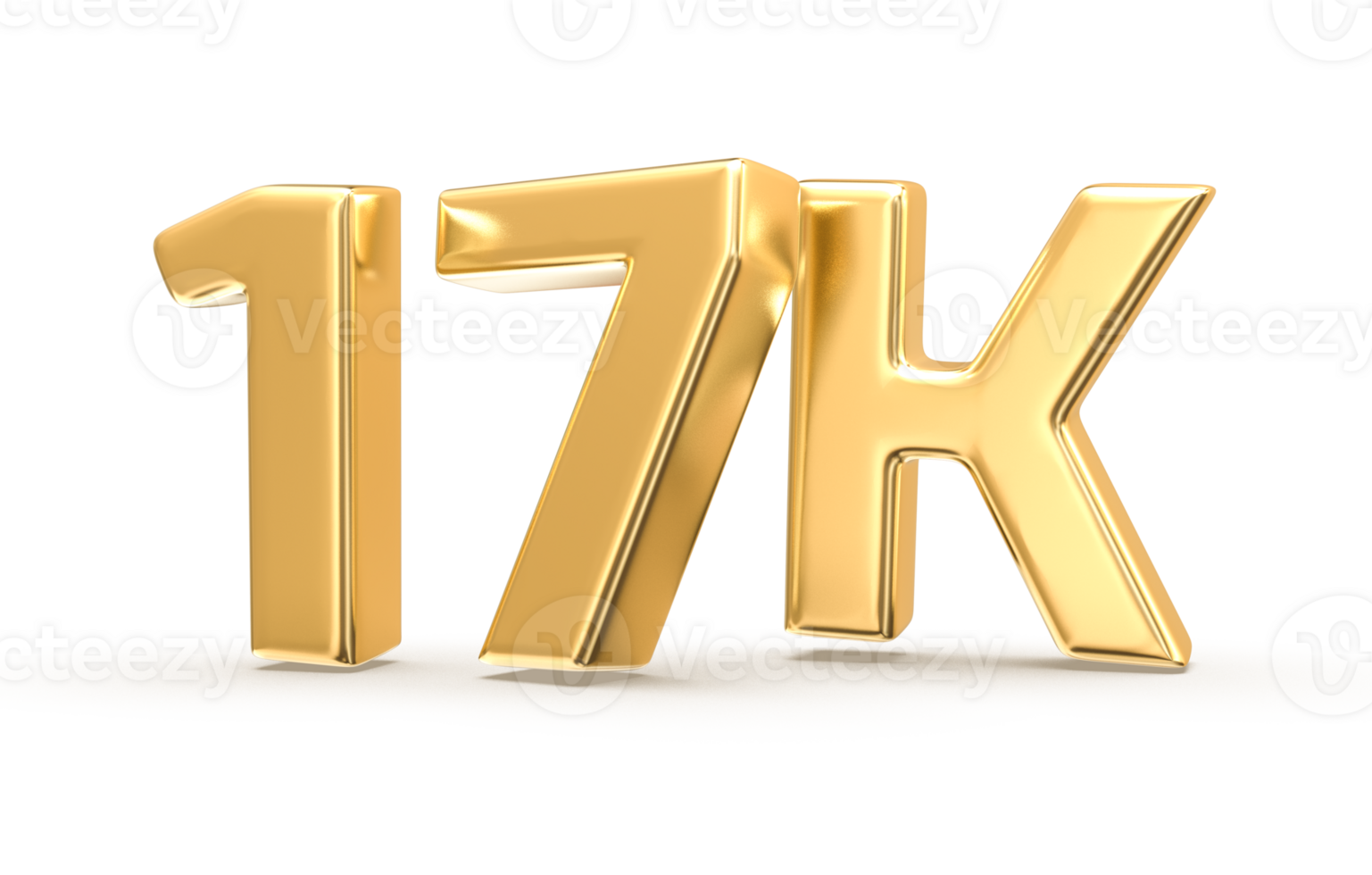Gold Follow Number 3D Render png