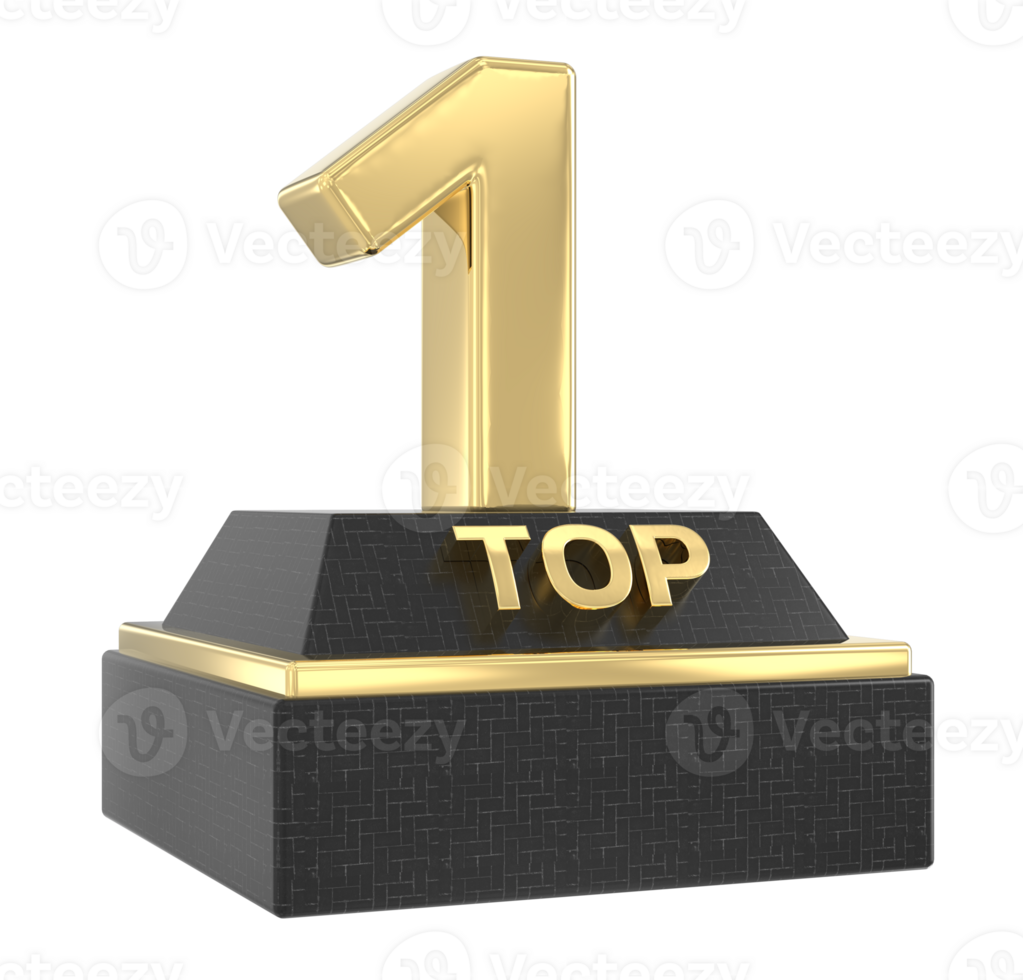 Top Gold With Black Number 3D Render png