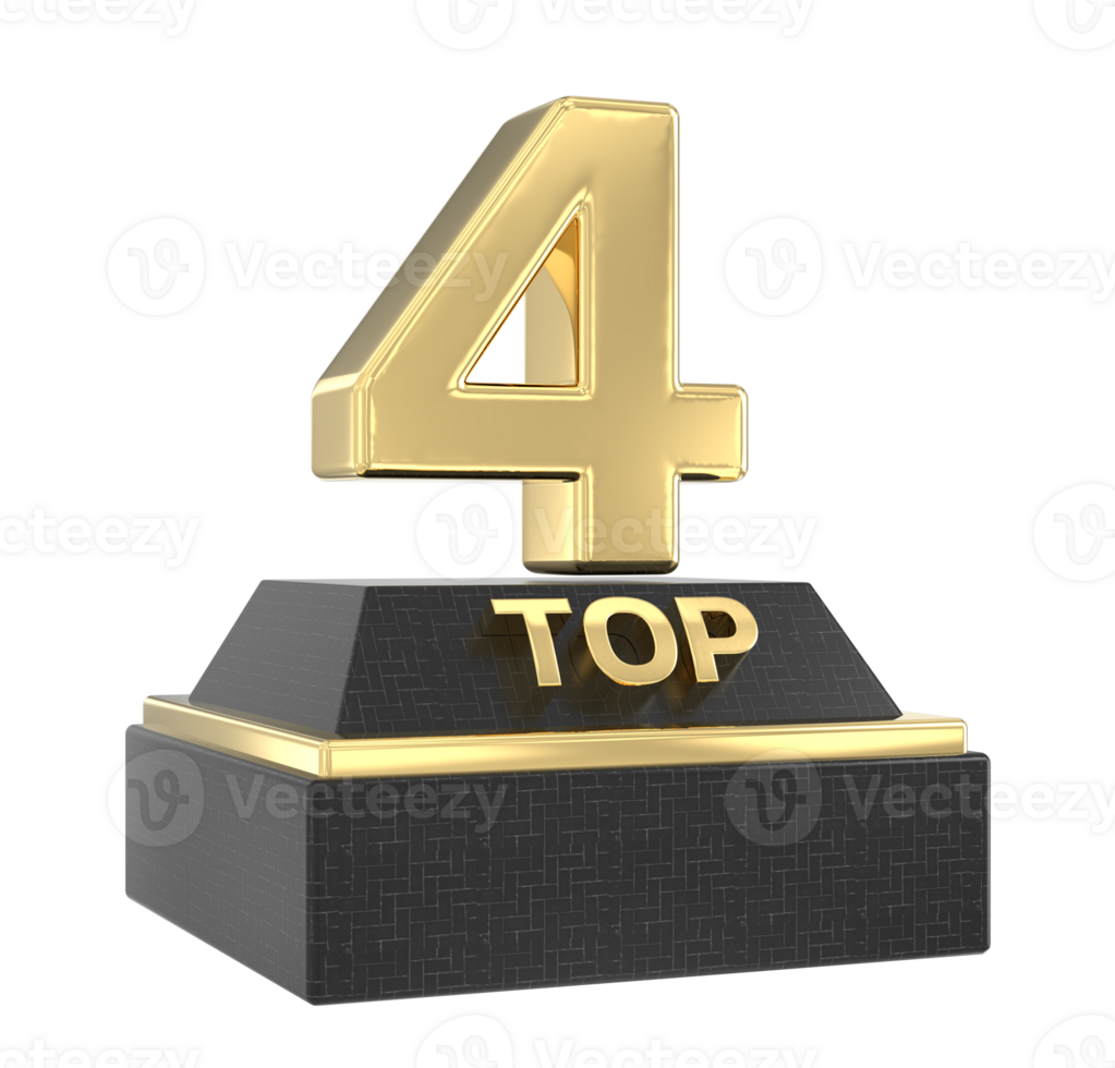 Top Gold With Black Number 3D Render png