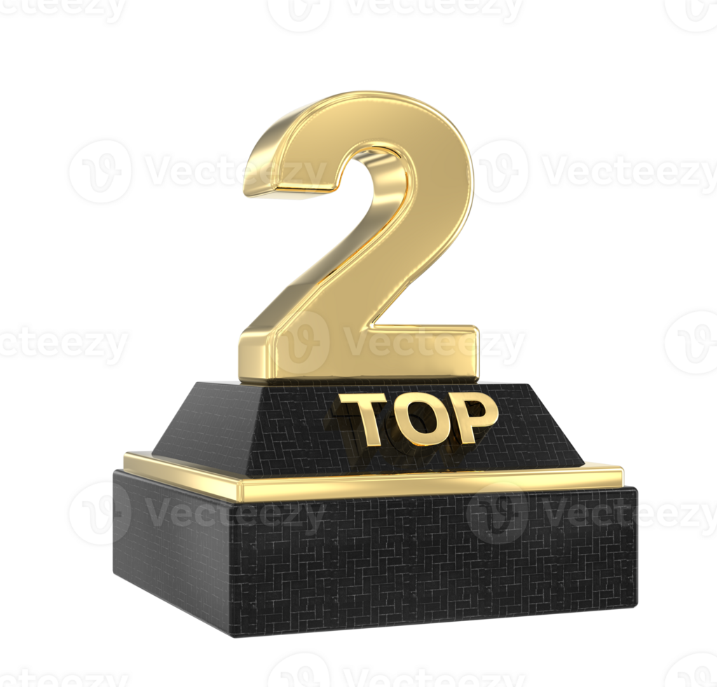 Top Gold With Black Number 3D Render png