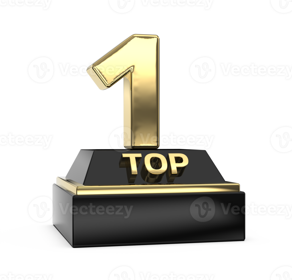 Top Gold With Black Number 3D Render png