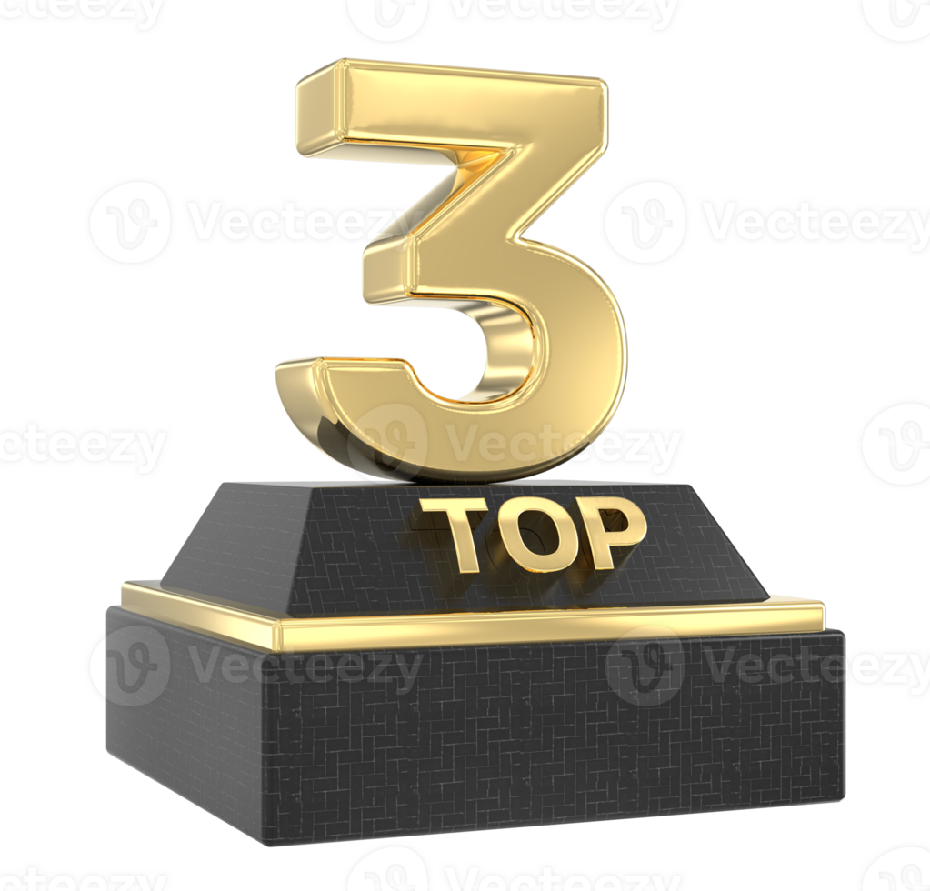 Top Gold With Black Number 3D Render png