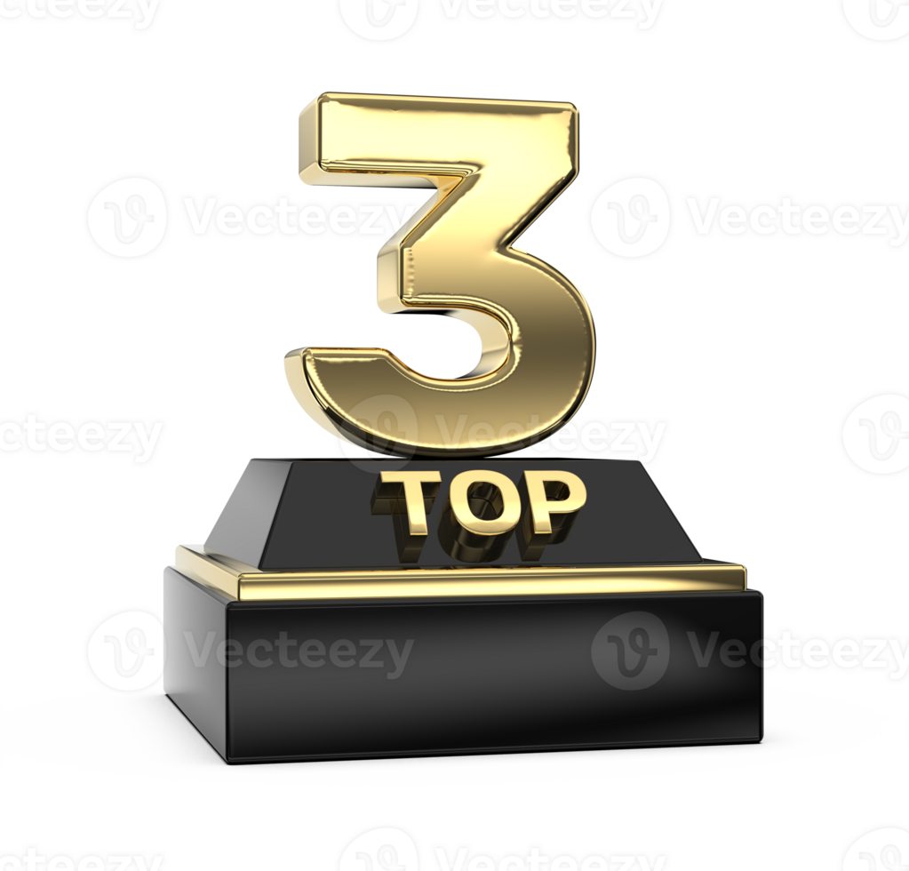 Top Gold With Black Number 3D Render png