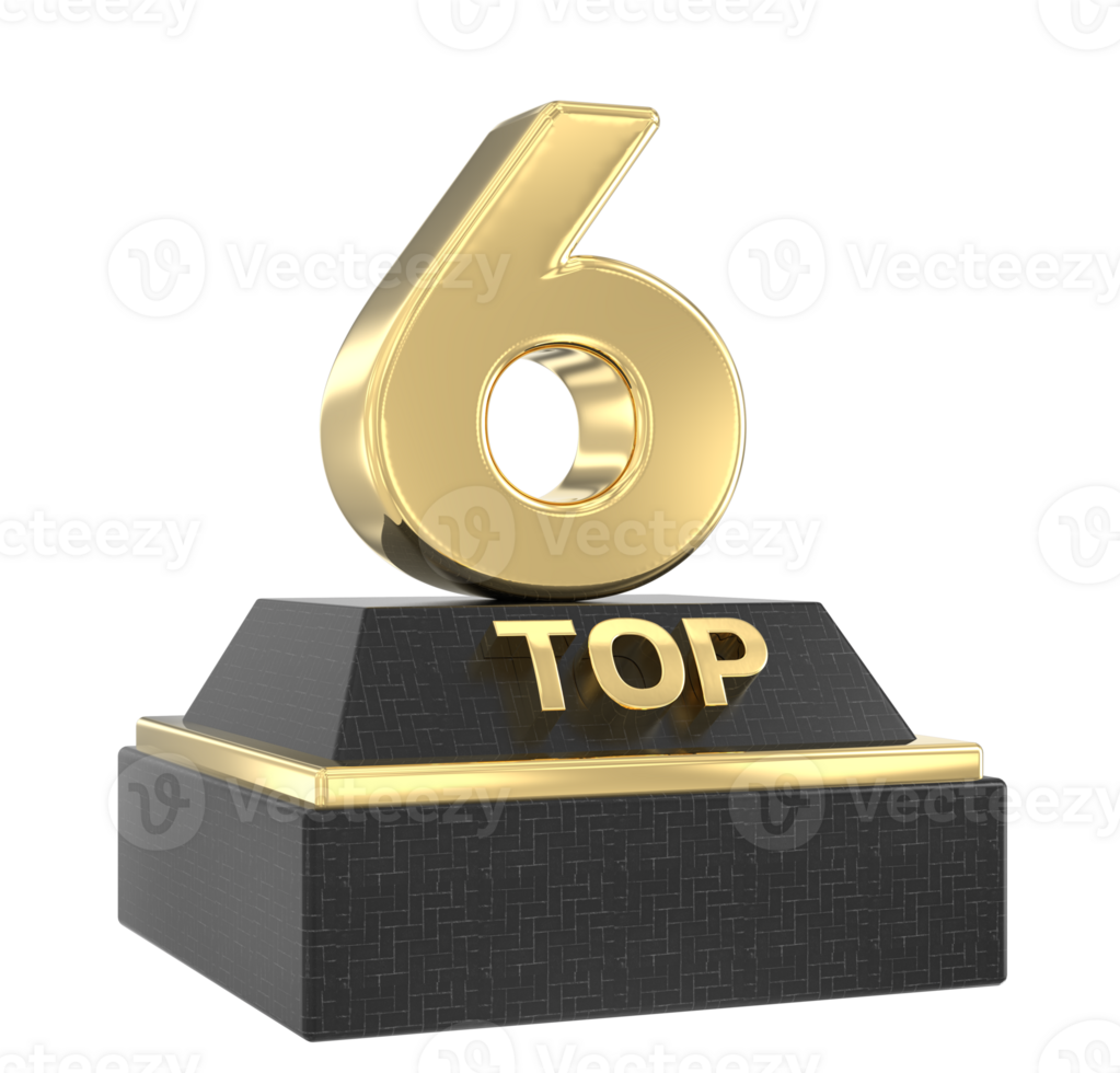 Top Gold With Black Number 3D Render png