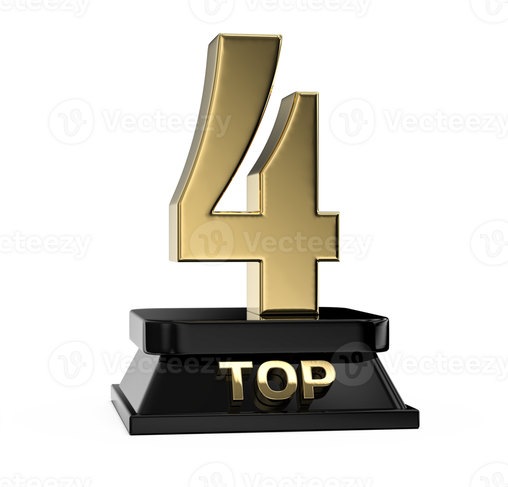 Top Gold With Black Number 3D Render png
