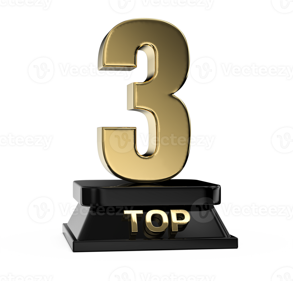 Top Gold With Black Number 3D Render png