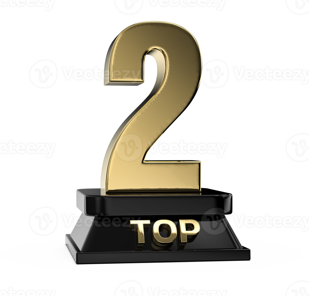 Top Gold With Black Number 3D Render png