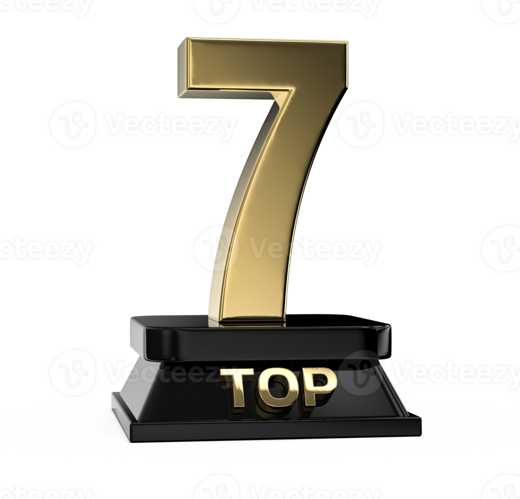 Top Gold With Black Number 3D Render png